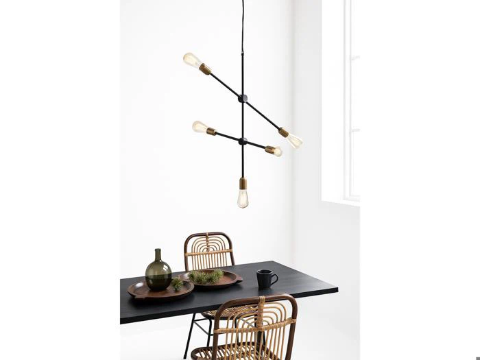 House Doctor, Molecular, Pendellampe, Sort, Messing, Metal, B:68 x H:78 cm