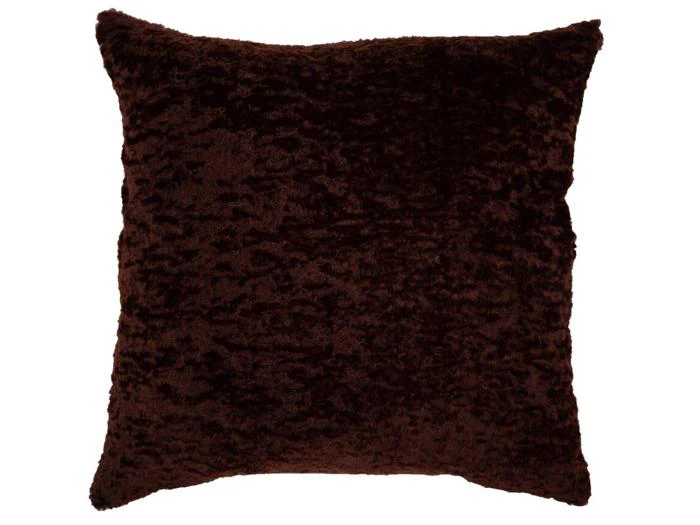Firkantet, mørkebrun pude med struktur.