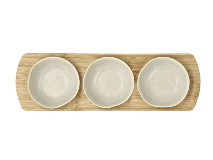 Villa Collection, Shoku, Serveringssæt, Soft Beige, Bambus, stentøj, L:32 x B:10 cm