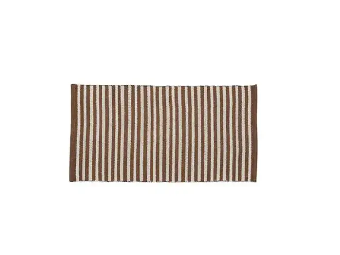 Lene Bjerre, Strivie, Vendbart, Gulvtæppe, Gyldenbrun, råhvid, Genanvendt plastik, L:140 x B:70 cm