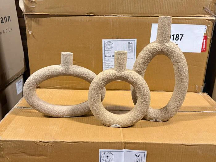 3 stk. Ring vaser i sand fra Columbine