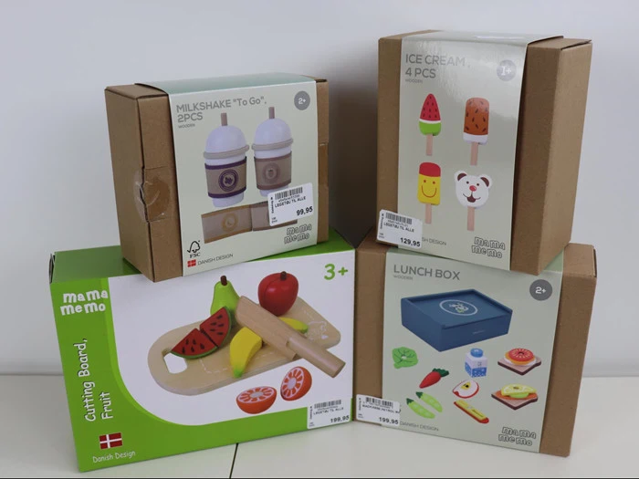 4 x Træ legemad fra MaMAMeMo - is - Træskærebræt 