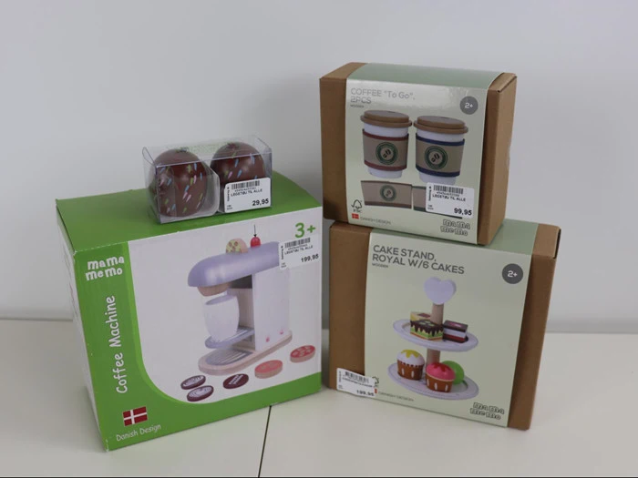 4 x Træ legemad fra MaMAMeMo -Kaffemaskine