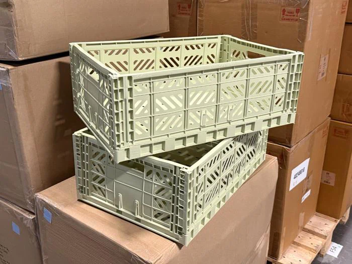 2 stk. Maxi foldekasse i lime cream recycle plast fra Aykasa