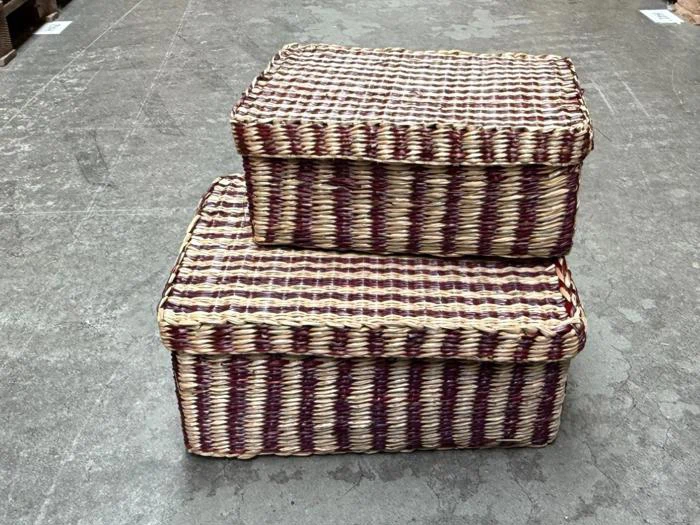 House Doctor, Shoo, Opbevaringsbokse, Brun, Rattan, jern, L:35x27x15 cm; S:30x22x12 cm