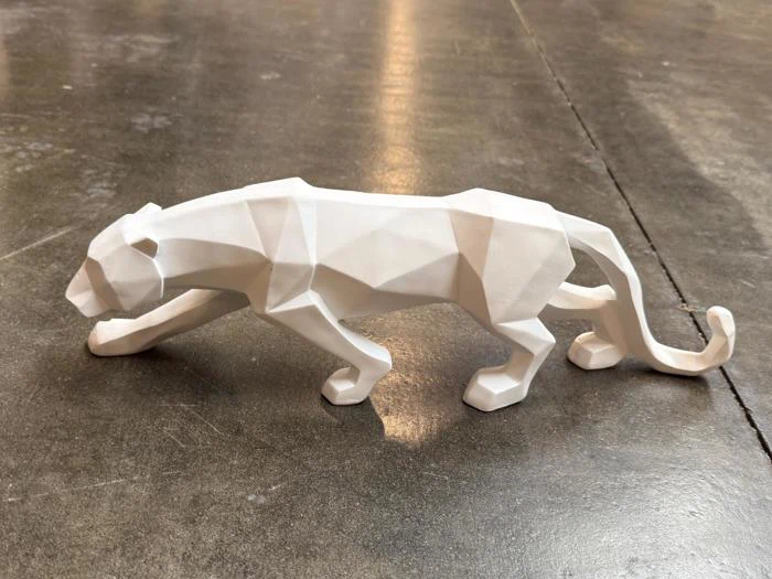 Present time, Panter, Statue, Origami, Mat hvid, Polyresin, B: 15 x H: 10,5 x D: 15 cm