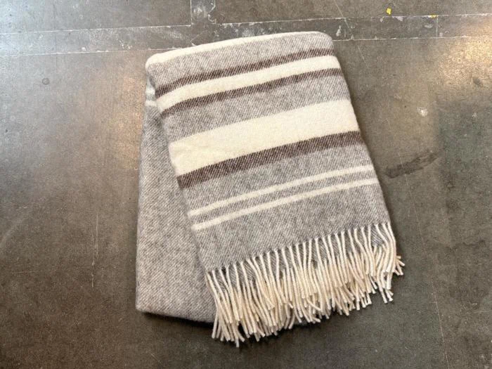 Silkeborg Uldspinderi, Danaja 0164, Plaid, Grå, Hvid, Brun, 100% Wool, B:130 x L:200cm