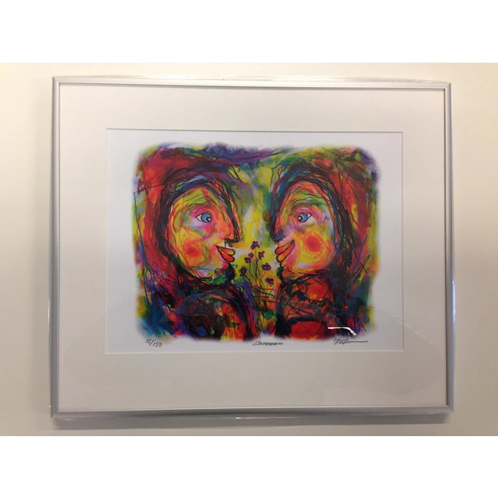 Litografiet "Sammen" m. ramme af Hans Chr. Thomsen