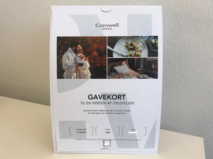 Gavekort til Comwell - Værdi 1.000 kr.