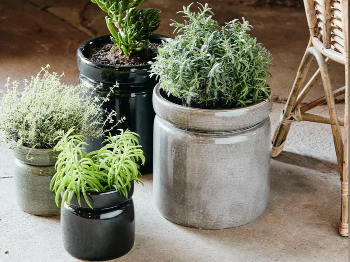 Nordal, Isa, Urtepotte, Grå, Stentøj, H:27,5 x Dia:25 cm