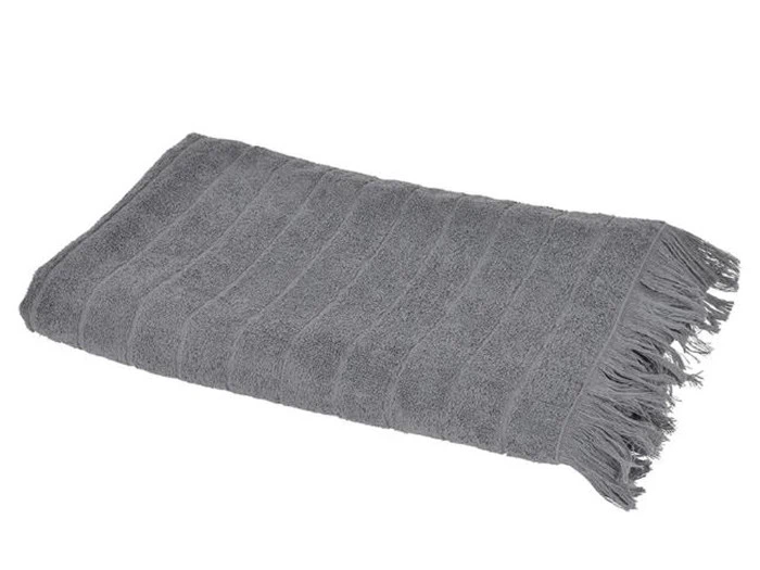 Fringe håndklæde, grå, 100% bomuld, 50x100