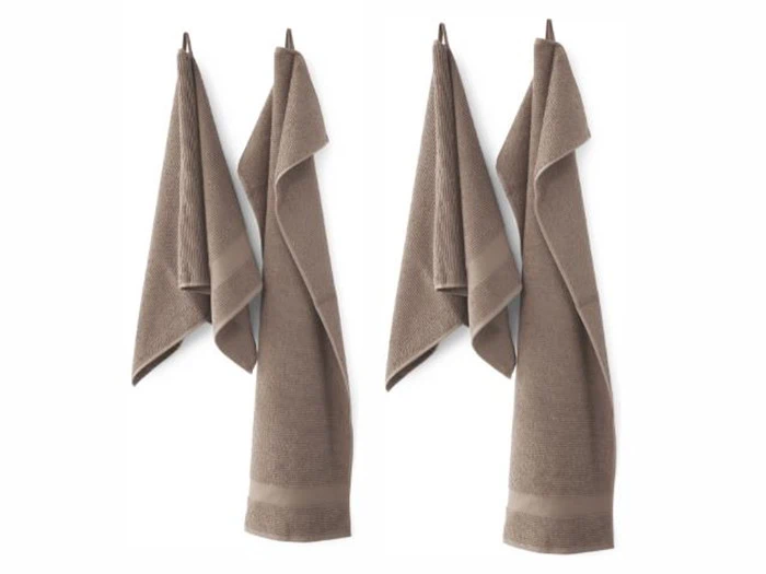 4 stk. Slow håndklæder i beige fra Compliments - 50x100 og 70x140 cm