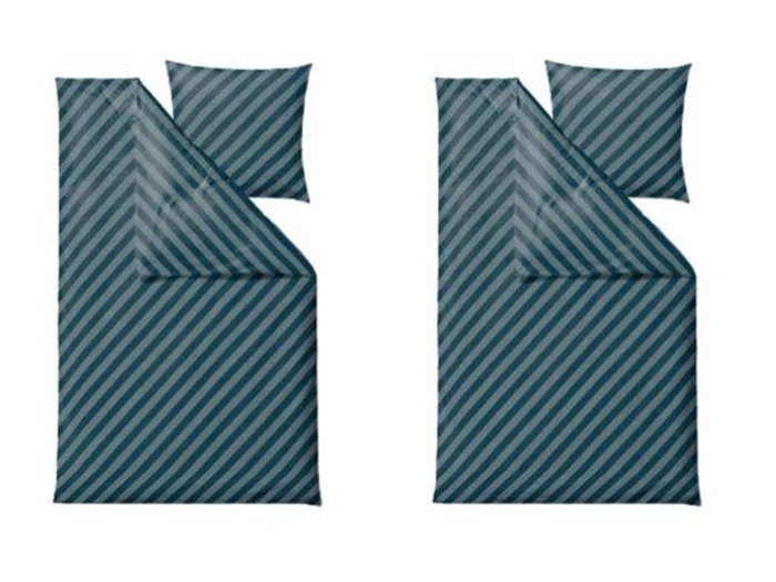 Södahl, Diagonal økologisk sengetøj, blå/grøn, 140x220 cm