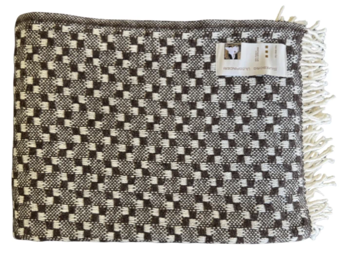 Silkeborg Uldspinderi, Kapri-1-0702, Plaid, Brun, Hvid, Plaid, 100% Uld, B:130 x L:190cm