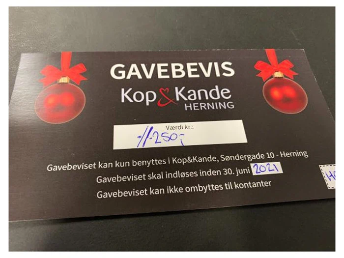 Gavekort a 250,- til Kop & Kande Herning City