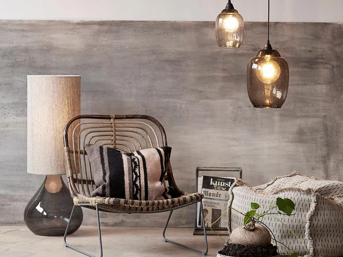 House Doctor, Goal, håndlavet, lampeskærm, glas, røg/grå, h: 20 cm, dia: 14 cm