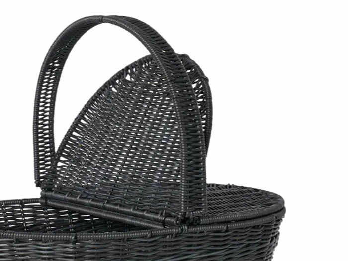 Lauvring, Rosy, Kurv, Sort, Polyrattan, H:23 x Dia:37 cm