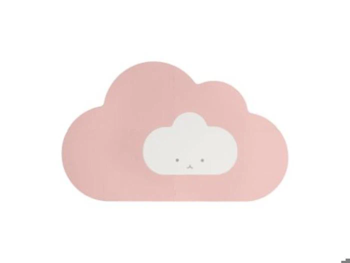 En lyserød skyform med en mindre hvid sky i midten, med et enkelt sødt ansigt med små øjne og en lille mund.