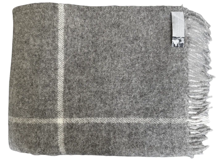 Silkeborg Uldspinderi, Linda M 0155, Plaid, Mørkegrå, Lysegrå, 100% Uld, B:130 x L:190cm