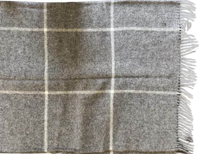 Silkeborg Uldspinderi, Linda M 0155, Plaid, Mørkegrå, Lysegrå, 100% Uld, B:130 x L:190cm