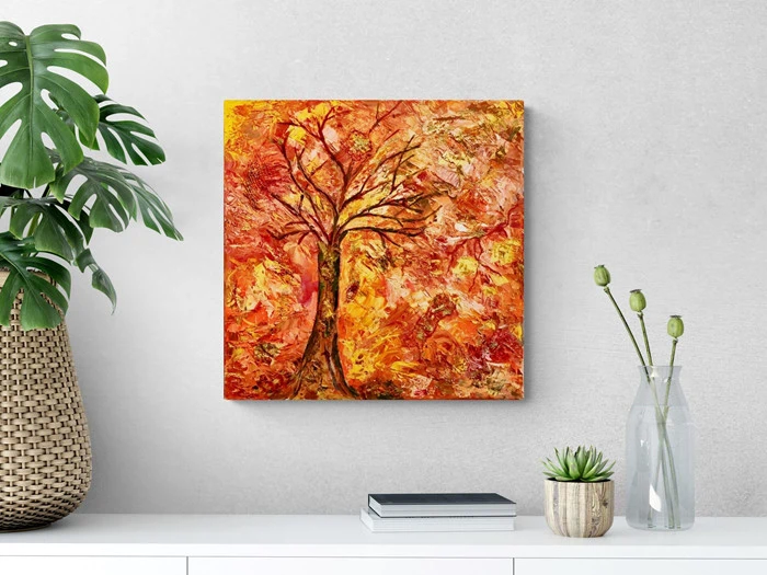 LIVETS TRÆ - ORIGINALT MALERI 50CM X 50CM - BYMALUE (Normalpris kr. 1600)