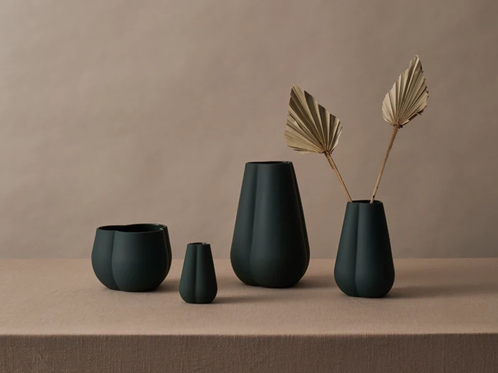 Cooee Design, Clover, Vase, Dark Green, Keramik, H:11 x Dia:7 cm