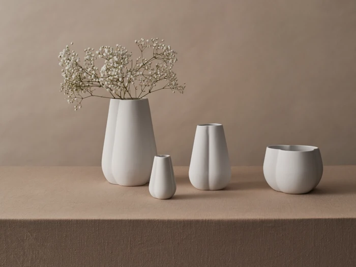 Cooee Design, Clover, Vase, White, Keramik, H:18 x Dia:11,5 cm