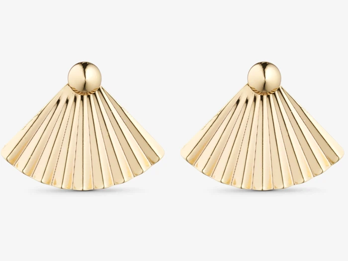 GRUNDLED, Luna, Øreringe, Forgyldt, 18 karat forgyldt messing, Vifte: B:20 x H:18 mm