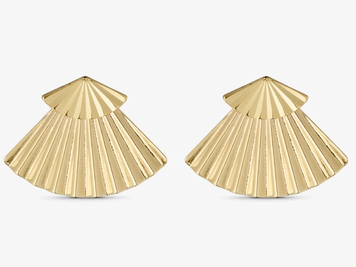 GRUNDLED, Luna, Øreringe, Forgyldt, 18 karat forgyldt messing, Vifte B:20xH:18, B:10xH:5mm
