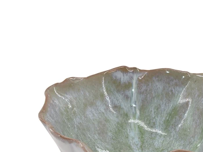 La Vida, Skål på fod, Grøn, Hvid, Keramik, H:8 x Dia:12 cm