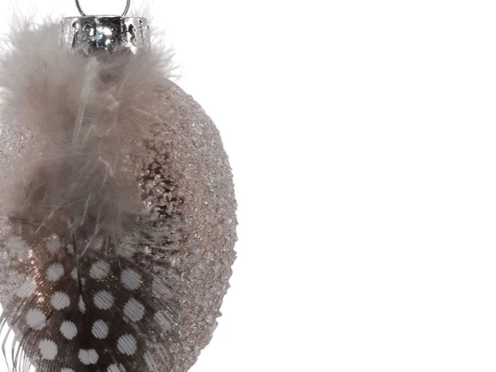 La Vida, Glasæg m. fjer og glimmer, Lille, Rosa, Glas, H:6 x Dia:4 cm