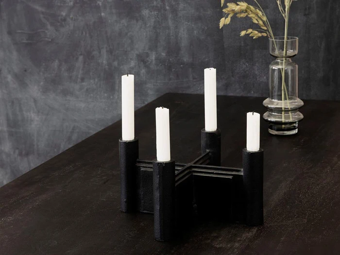 House Doctor, Layers lysestage, Aluminium, Sort, 22x22 cm