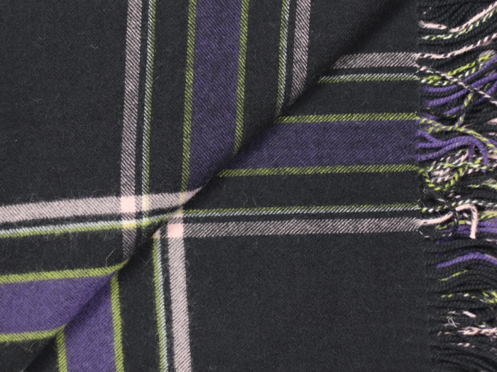 Silkeborg Uldspinderi, Maria, Plaid, Sort, Lilla, Grøn, 100% Pure New Merino Wool, B:130xL:190cm