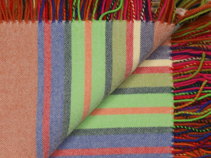 Silkeborg Uldspinderi, Maria, Plaid, Rød, Grøn, Blå, 100% Pure New Merino Wool, B:130xL:190cm