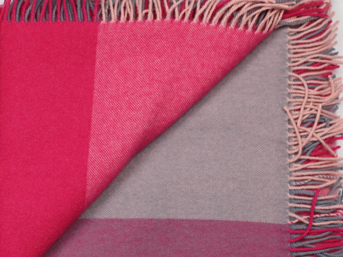 Silkeborg Uldspinderi, Maria, Plaid, Pink, Grå, Rosa, 100% Pure New Merino Wool, B:130xL:190cm