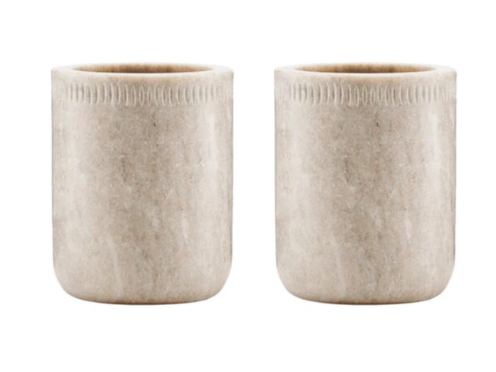 2 stk. Opbevaringskrukker i marmor fra Nicholas Vahé