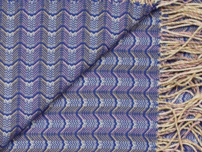 Silkeborg Uldspinderi, Martha 5108, Plaid, Blå, Lilla, 100% Uld, B:130 x L:190 cm