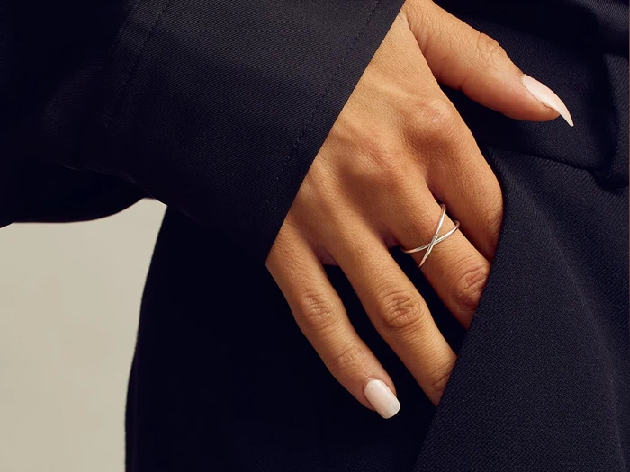 GRUNDLED, Mia, Ring, Sølvbelagt, Sterling sølvbelagt messing, Justerbar