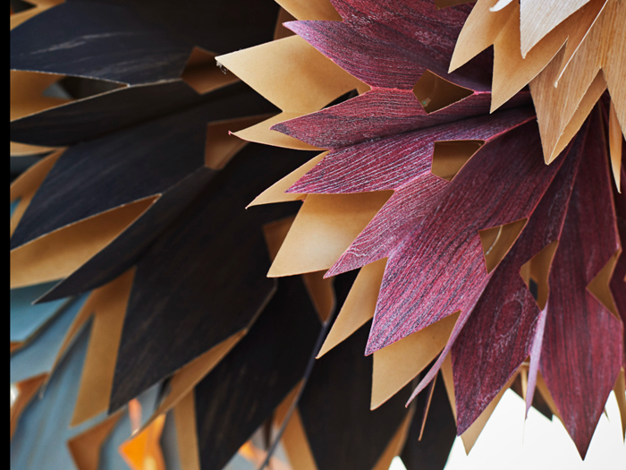 Madam stoltz, Veneer, Papir stjerne m. 15 LED lys, Bordeaux, Papir, Dia:50 cm