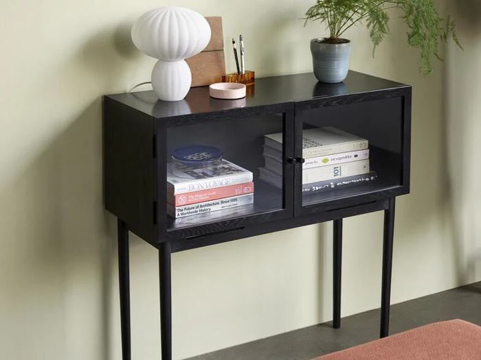 Hübsch, Museum, Konsolbord, Sort, Egetræ, H:90 x B:35 x L:90 cm