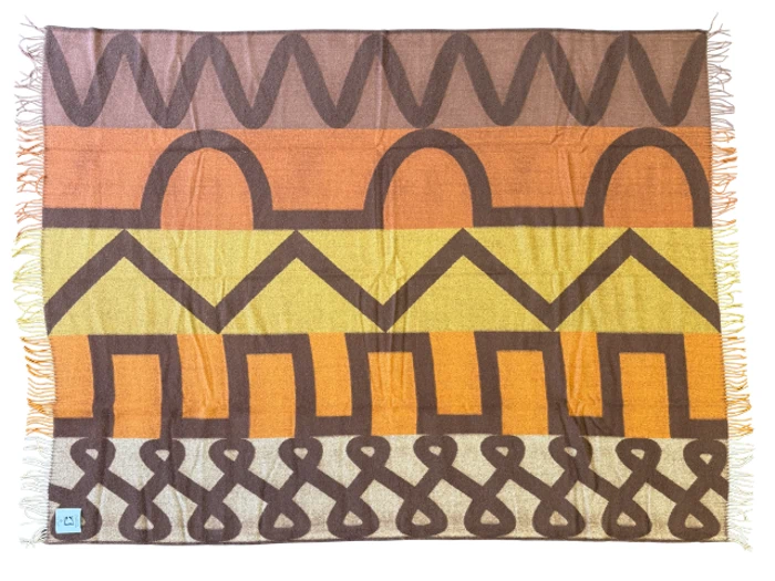 Silkeborg Uldspinderi, Nels 1117, Plaid, Brun, Orange, 100% Merino wool, B:130 x L:190 cm