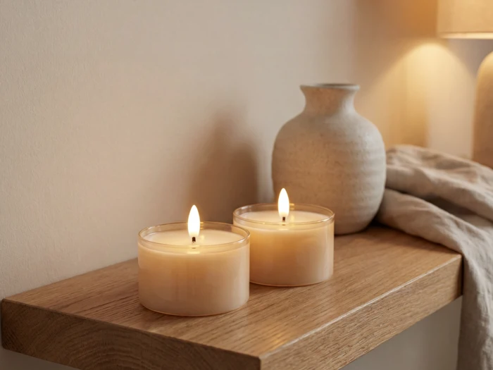 Nordic Flame, Jumbo, LED, Fyrfadslys, Beige, Sæt m. 2 stk.