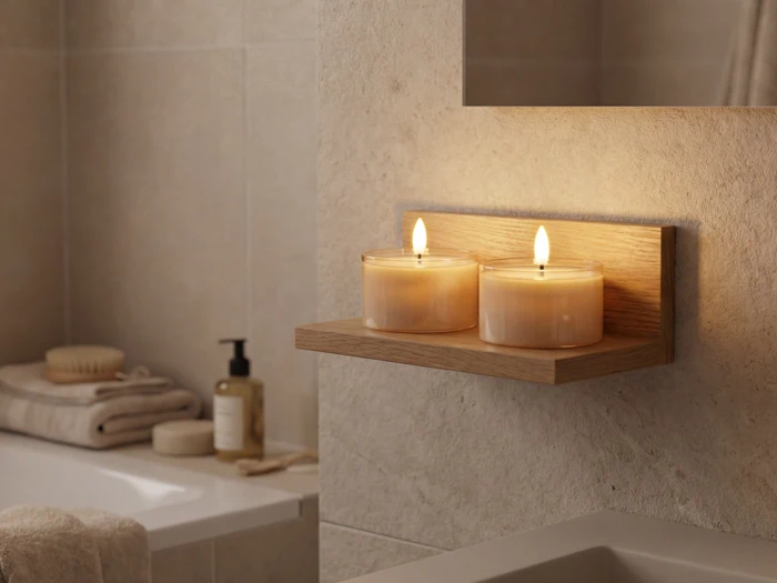 Nordic Flame, Jumbo, LED, Fyrfadslys, Beige, Sæt m. 2 stk.