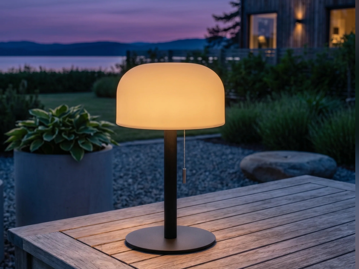 Nordic Flame, Bordlampe, Trådløs LED, Inkl. fjernbetjening, Sort, H:26 cm