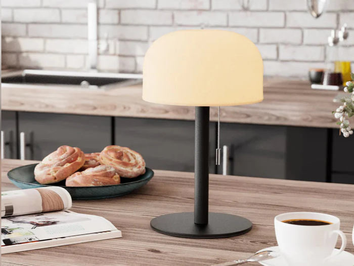 Nordic Flame, Bordlampe, Trådløs LED, Inkl. fjernbetjening, Sort, H:26 cm