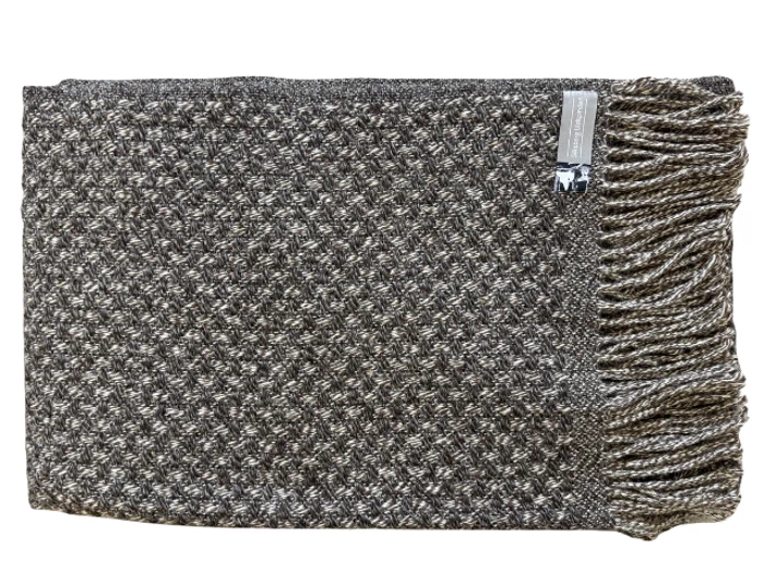 Silkeborg Uldspinderi, Norma, Plaid, Råhvid, Brun, 100% Scandinavian wool, B:140 x L:240 cm