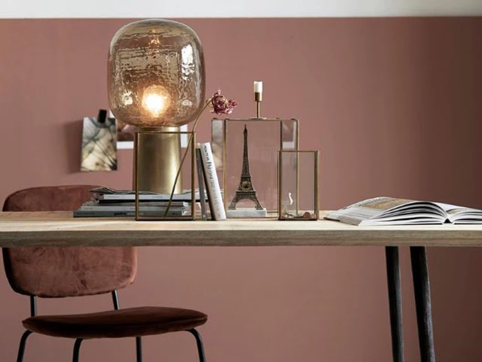 House Doctor, Note bordlampe, grå/messing, glas/aluminium, h: 52 cm dia: 28 cm