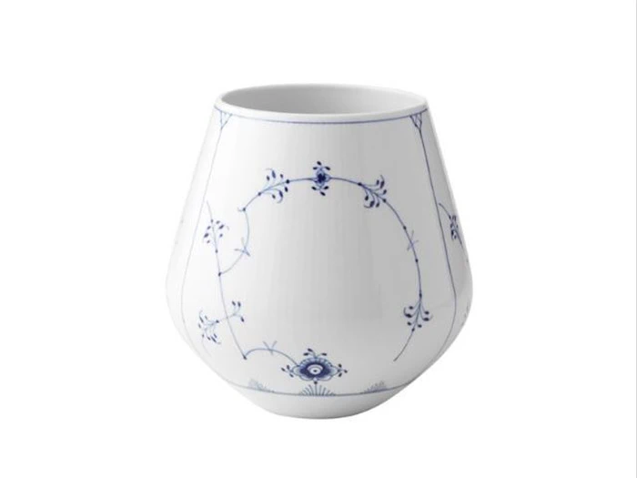 Royal Copenhagen musselmalet riflet vase 20,5 cm