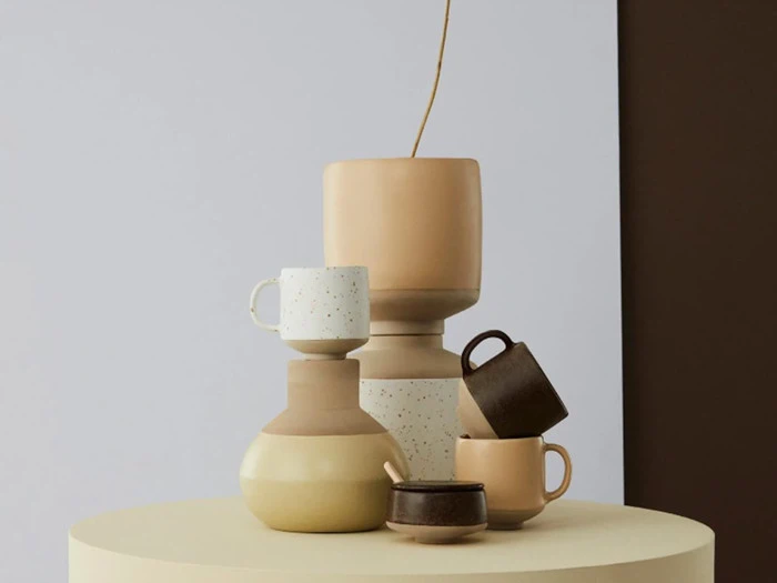 OYOY, Hagi kop, Hvid / Lys Brun, stentøj - Ø8 x H8,5