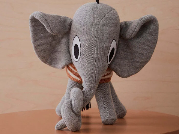 OYOY, Henry, Elefant, Tøjdyr, Grå, 100% Bomuld, L:22 x B:12 x H:23 cm